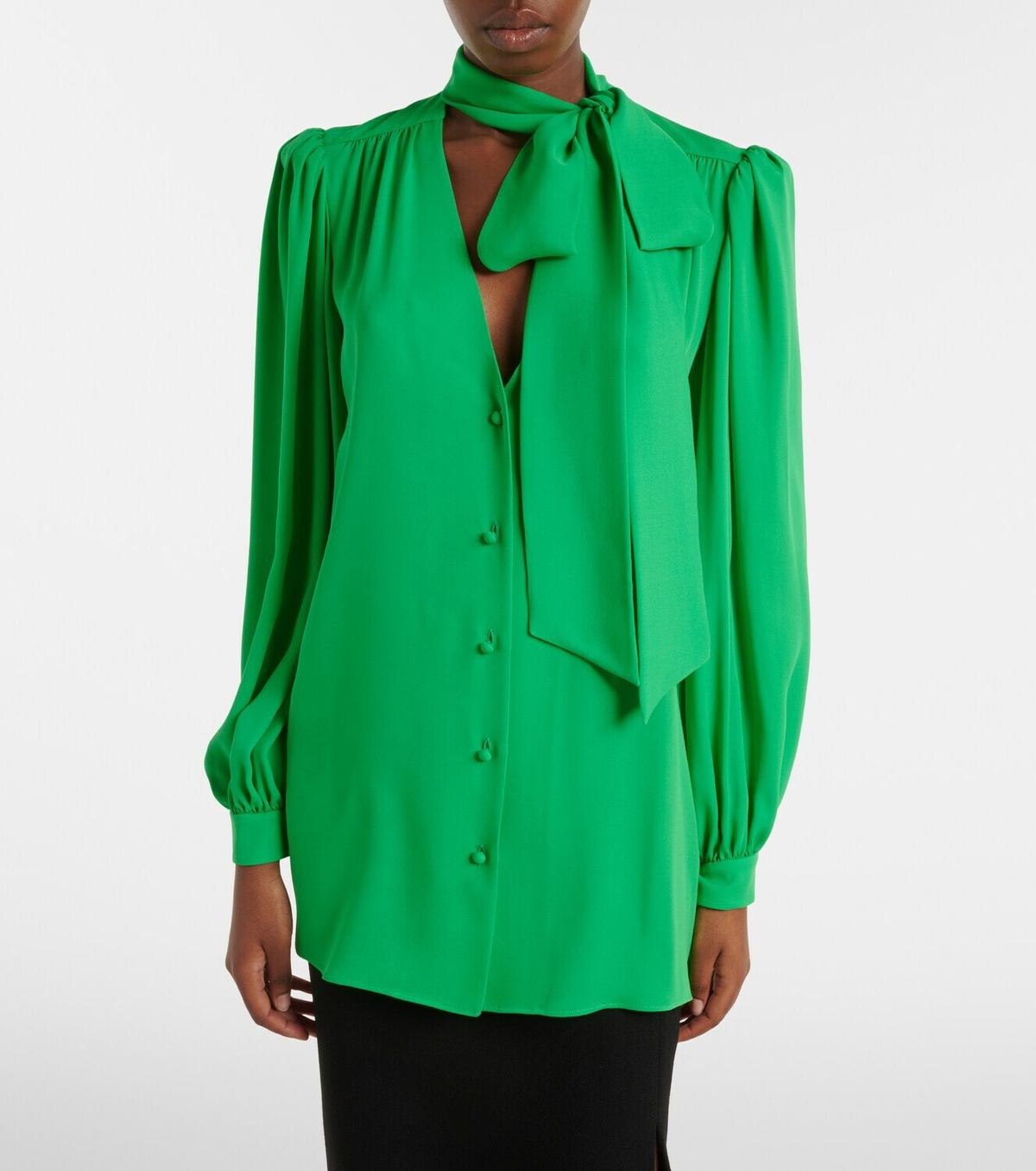 Valentino Tie-neck silk georgette blouse