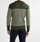 Armor Lux - Logo-Appliquéd Striped Wool Half-Zip Sweater - Green