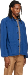 Nudie Jeans Blue Buddy Herringbone Chore Jacket
