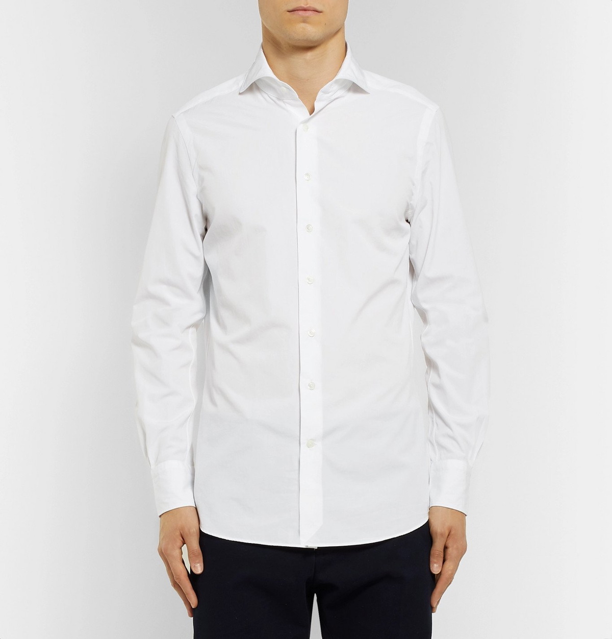 SALLE PRIVÉE - White Evron Slim-Fit Cutaway-Collar Cotton-Poplin Shirt ...