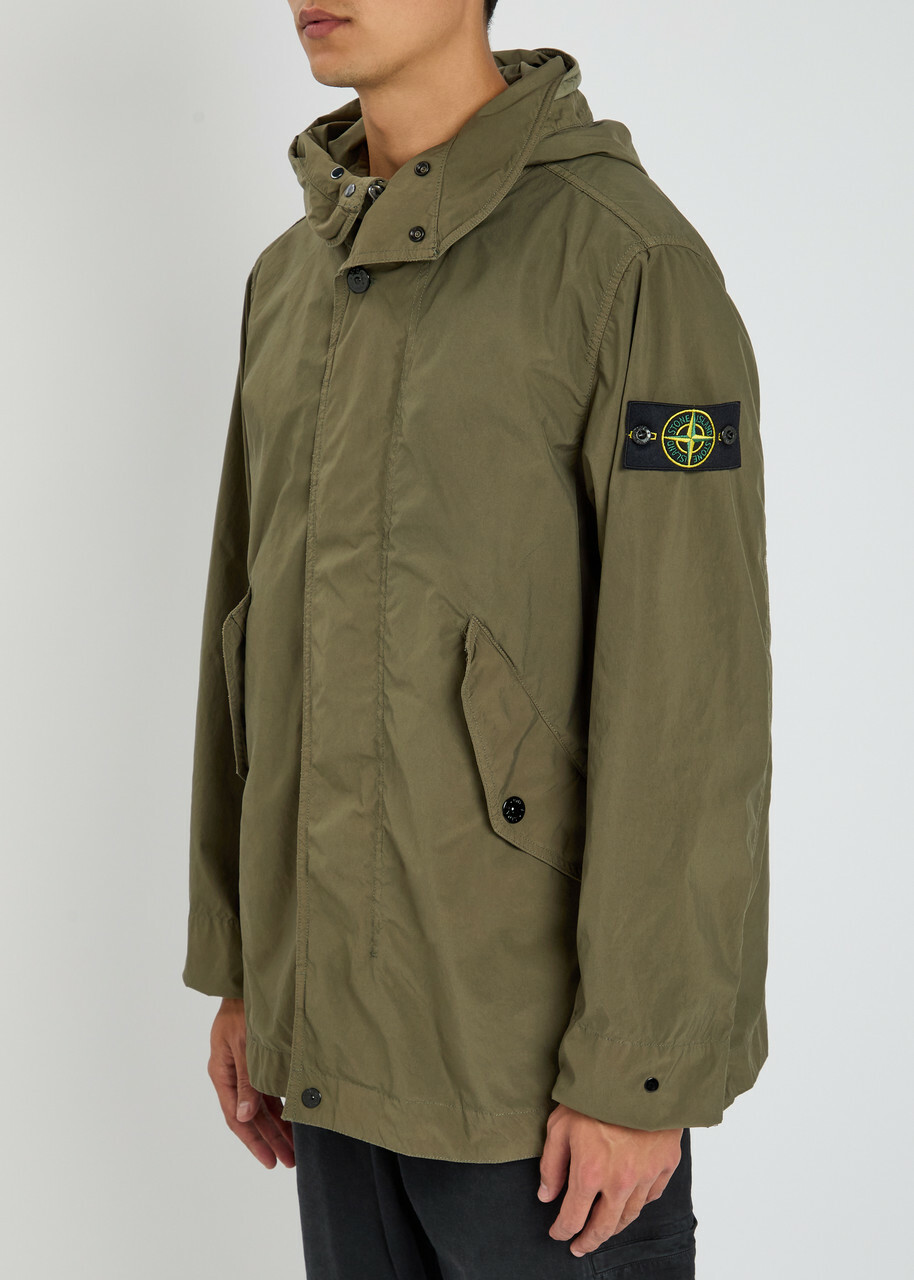 Stone Island Light Compact Shell Parka Coat Green Stone Island