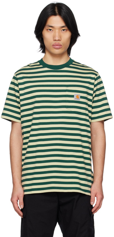 Photo: Carhartt Work In Progress Green Scotty Stripe T-Shirt