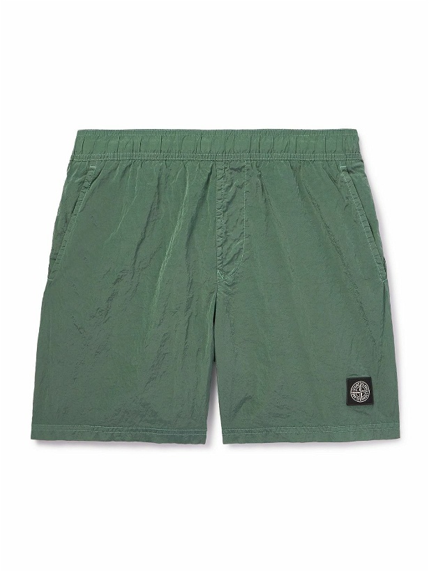 Photo: Stone Island - Straight-Leg Mid-Length Logo-Appliquéd Nylon Metal Swim Shorts - Green