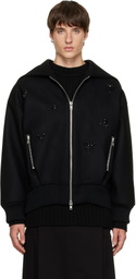 Simone Rocha Black Embellished Oversized Split Hood Jacket