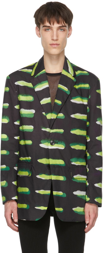 Photo: Dries Van Noten Black & Green Len Lye Edition Cotton Graphic Blazer