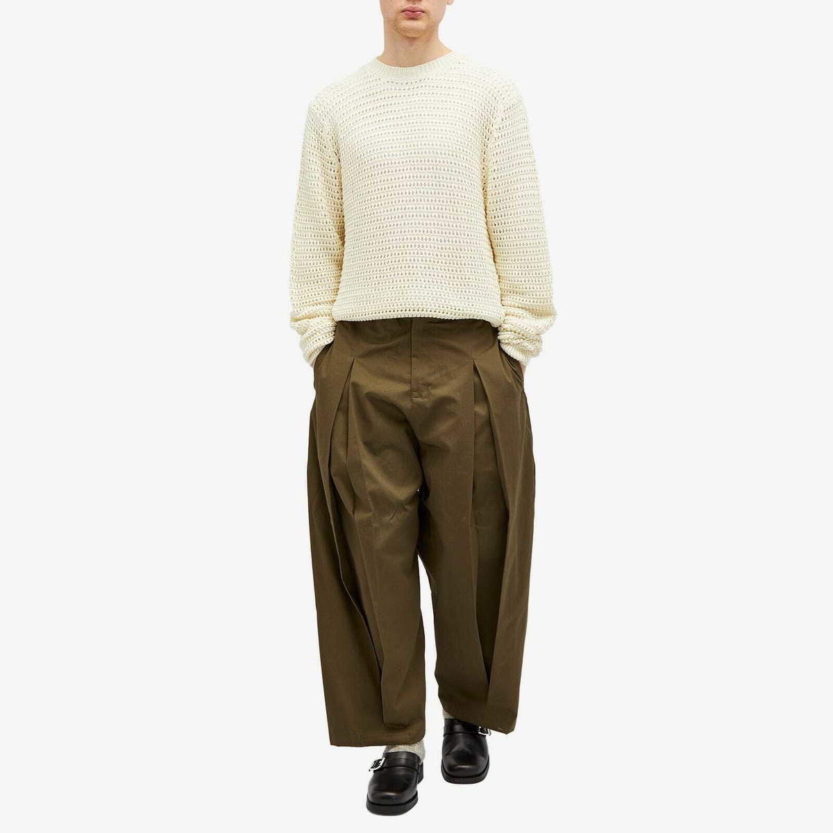 Sage Nation Men's Summer Hatachi Open Weave Jumper in Cream