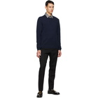 Burberry Navy Cashmere Monogram Motif Sweater