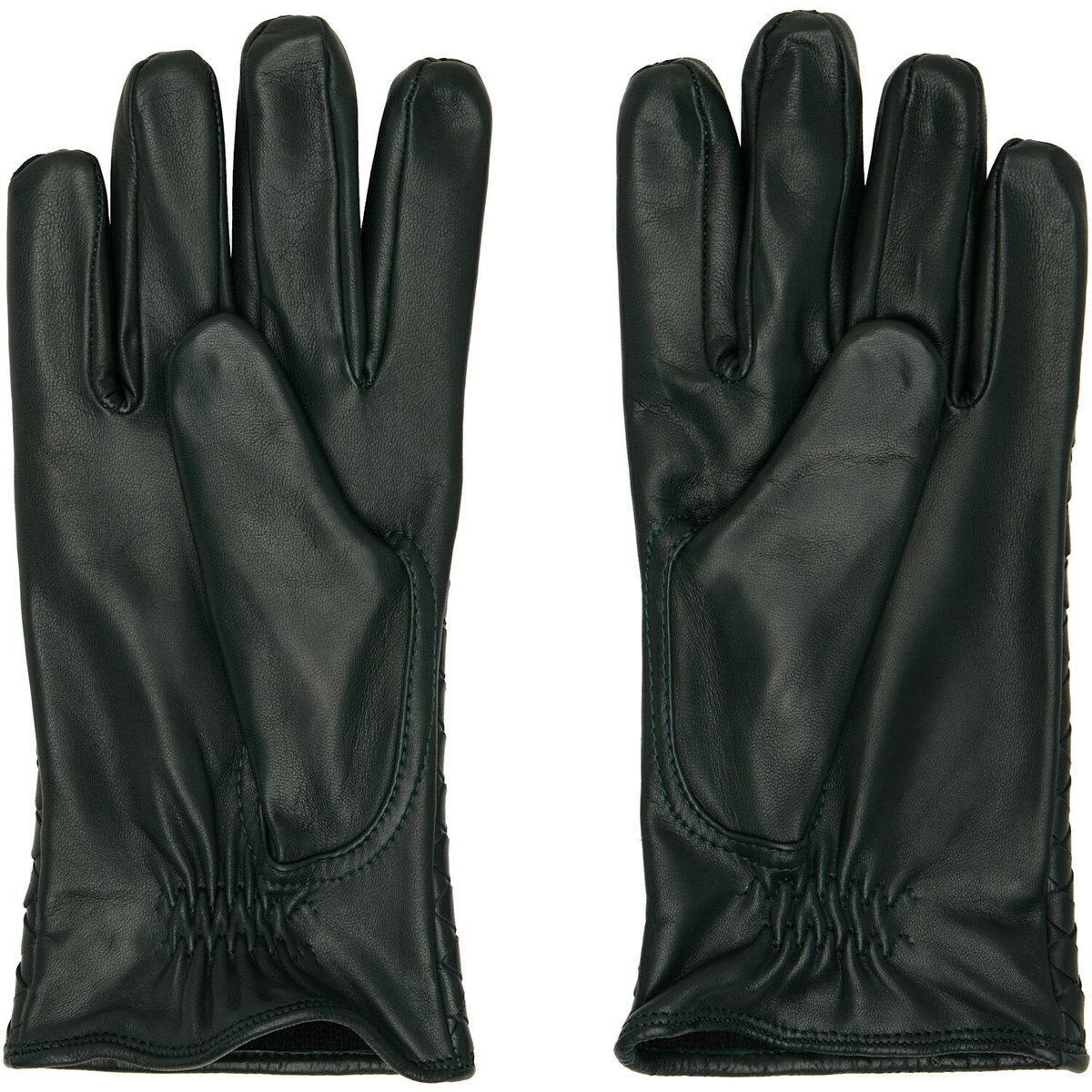 Bottega Veneta Green Intrecciato Leather Gloves