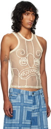Charles Jeffrey LOVERBOY SSENSE Exclusive Off-White Graphic Net Tank Top