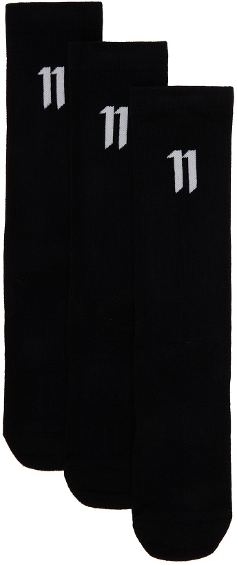 Photo: 11 by Boris Bidjan Saberi Three-Pack Black Calf-High Socks