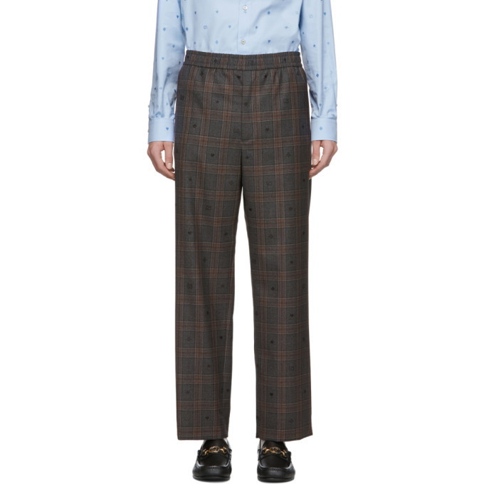 Photo: Gucci Grey Wool Symbols Check Trousers