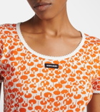 Miu Miu Lace-trimmed printed cotton T-shirt