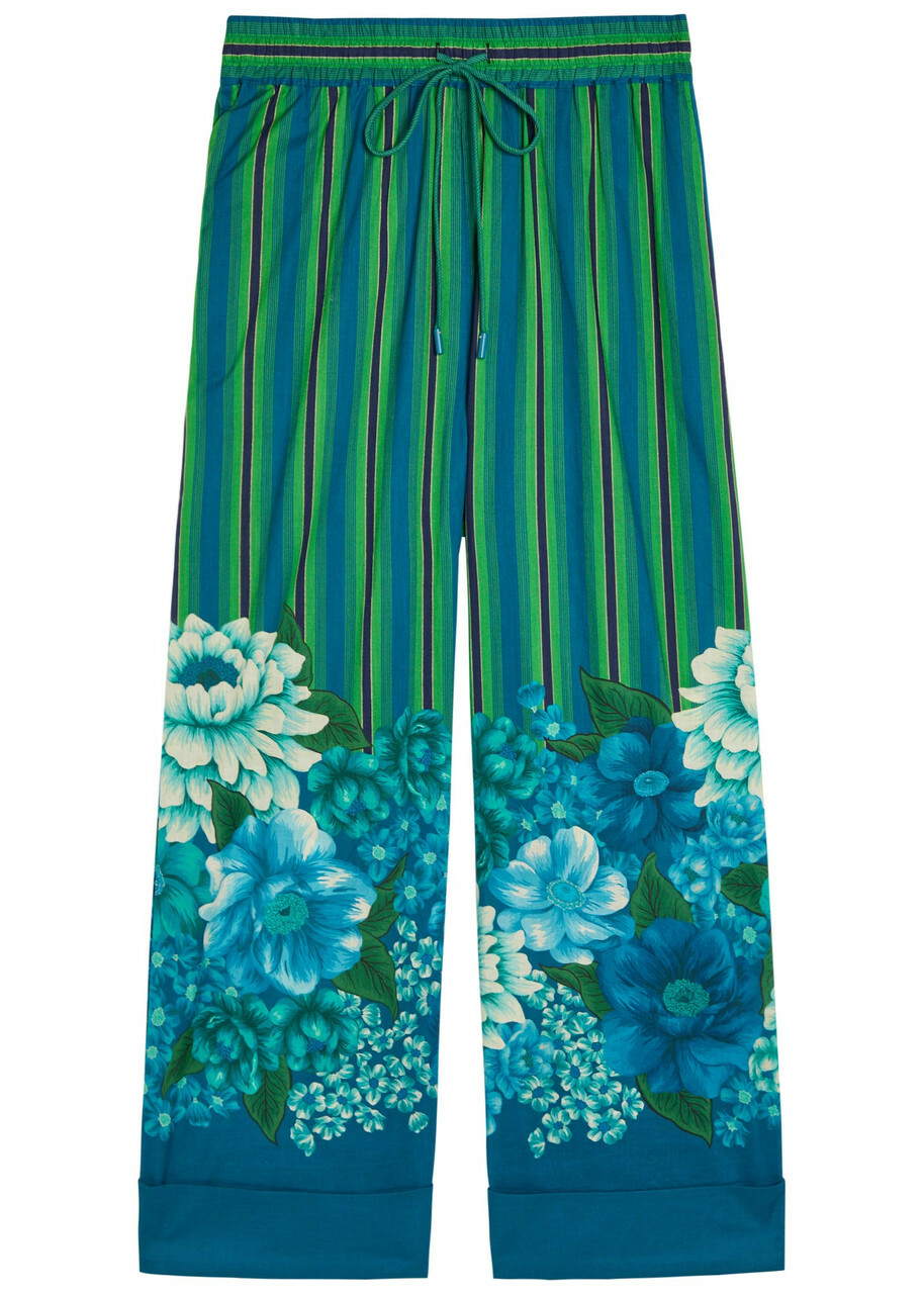 Alemais Margo Striped Wide-leg Cotton Cropped Trousers Multicoloured