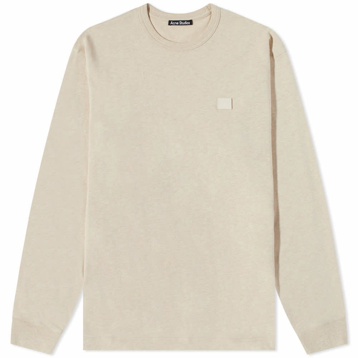 Photo: Acne Studios Men's Long Sleeve Eisen Face T-Shirt in Oatmeal Melange