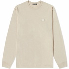 Acne Studios Men's Long Sleeve Eisen Face T-Shirt in Oatmeal Melange