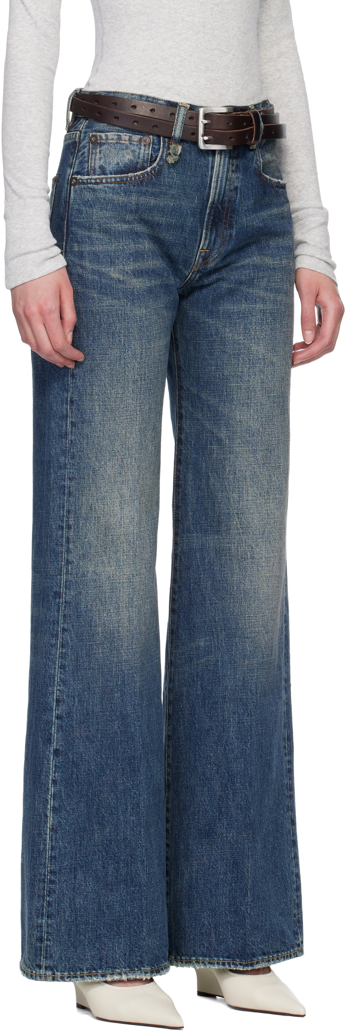 R13 Blue Flared High-Rise Jeans