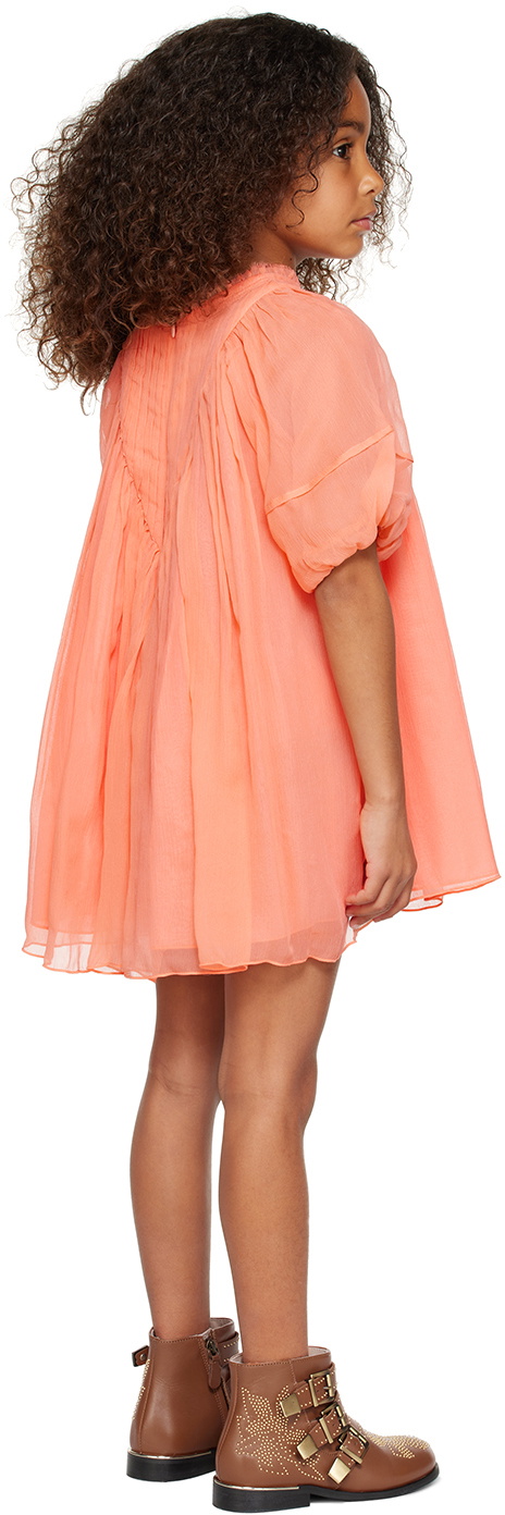 Chloé Kids Orange Gathered Dress
