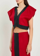Liberowe Havi Panelled Cropped Linen top Red