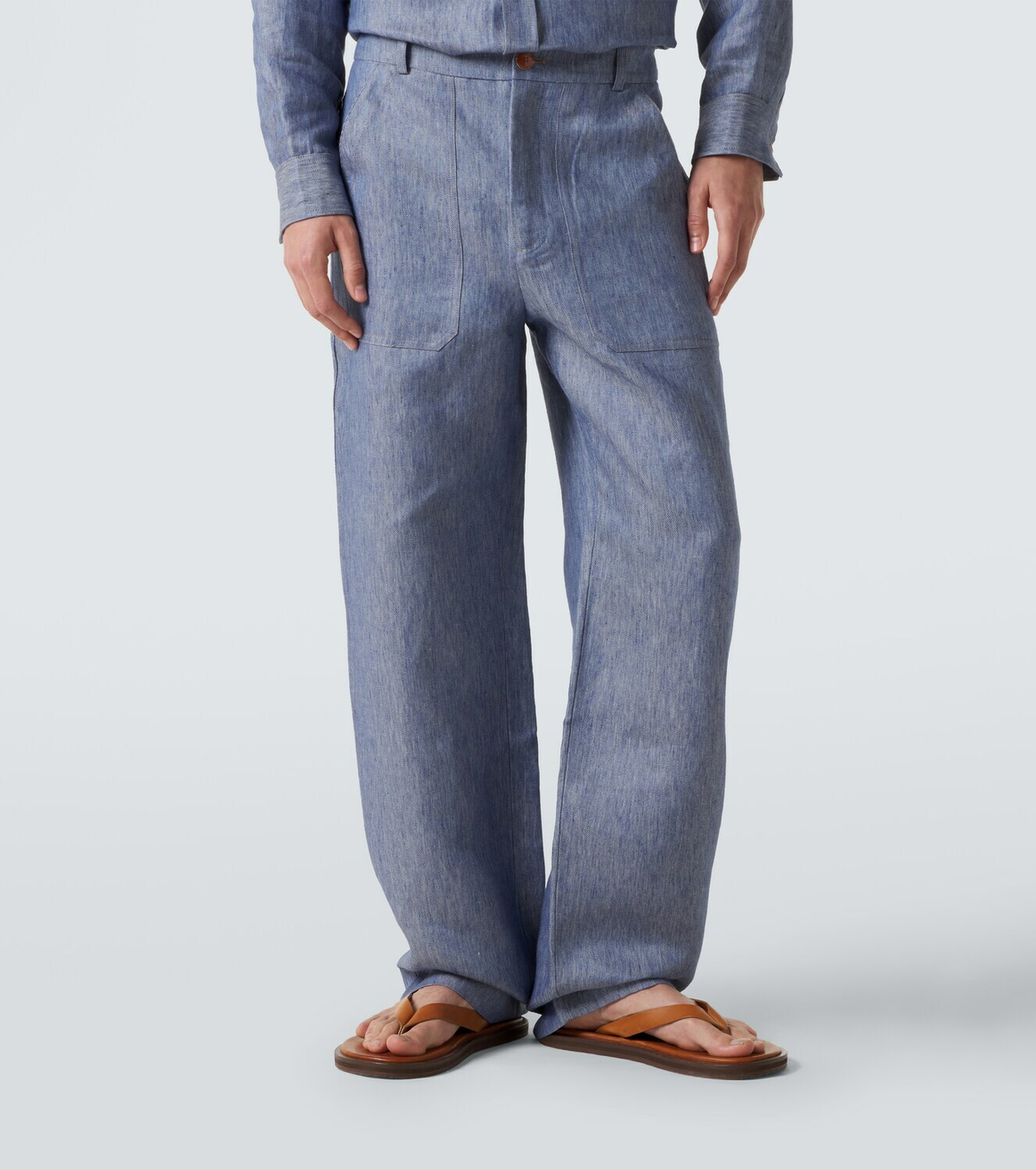 God's True Cashmere Linen denim straight pants with carnelian