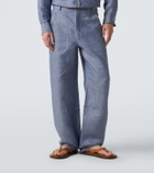 God's True Cashmere Linen denim straight pants with carnelian