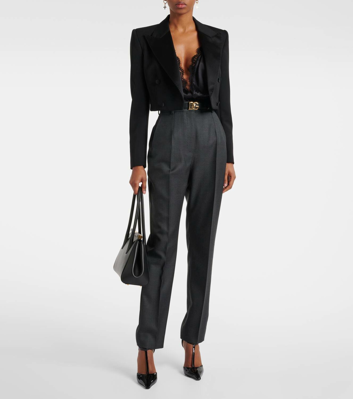 Dolce&Gabbana Lace-trimmed silk-blend satin bodysuit