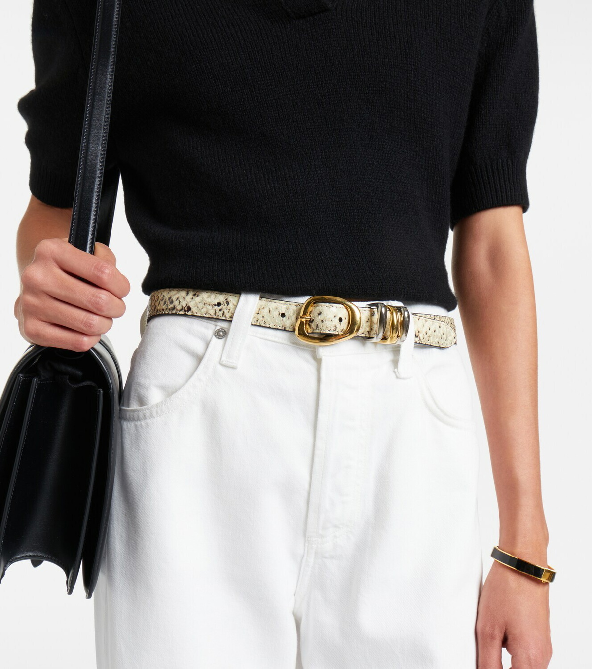 Amanu Tugela snake-effect leather belt