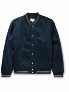 Maison Kitsuné - Logo-Appliquéd Cotton-Sateen Bomber Jacket - Blue