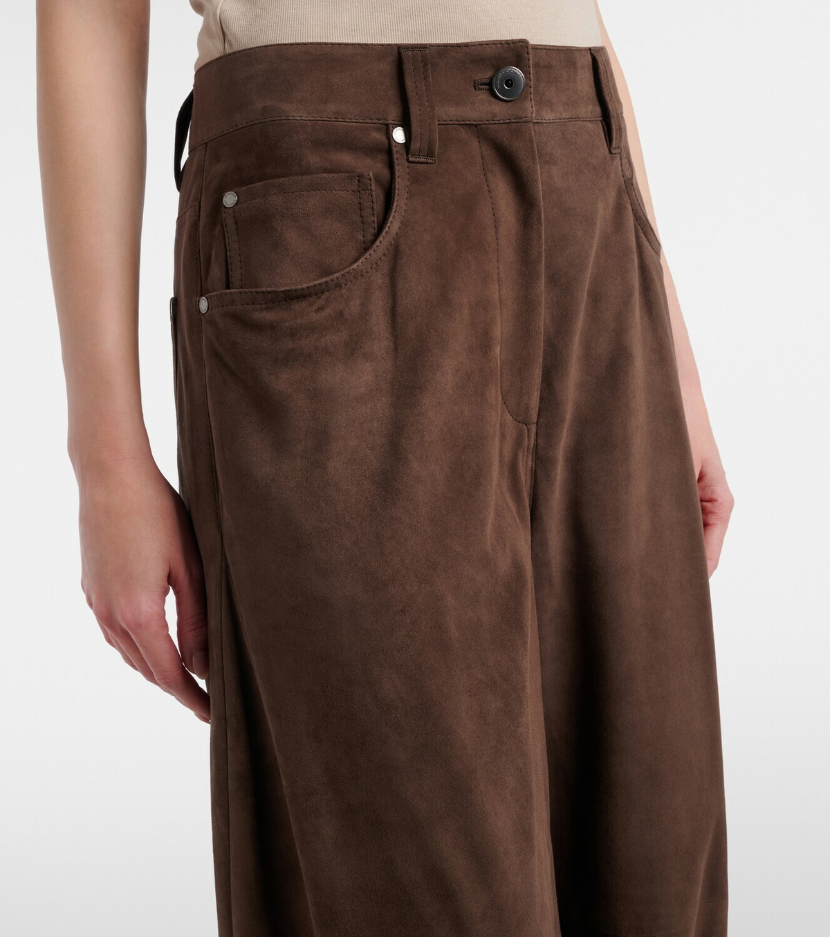 Brunello Cucinelli Suede wide-leg pants