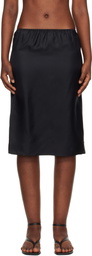 Loulou de Saison Black Vasali Silk Twill Midi Skirt