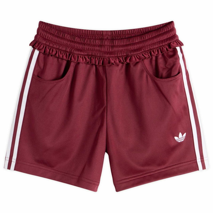 Photo: Adidas Women's Pleated Firebird Shorts in Shadow Red