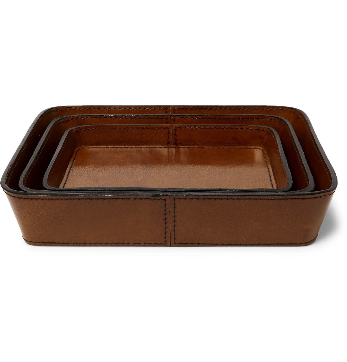 Ben Soleimani - Three-Piece Leather Tray Set - Brown