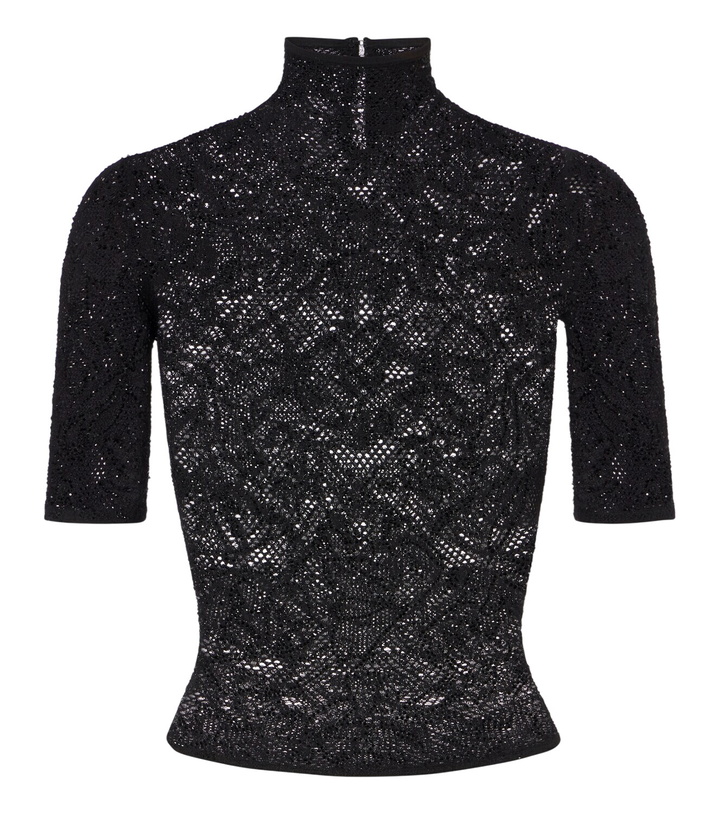 Photo: Gucci Embellished silk-blend lace crop top