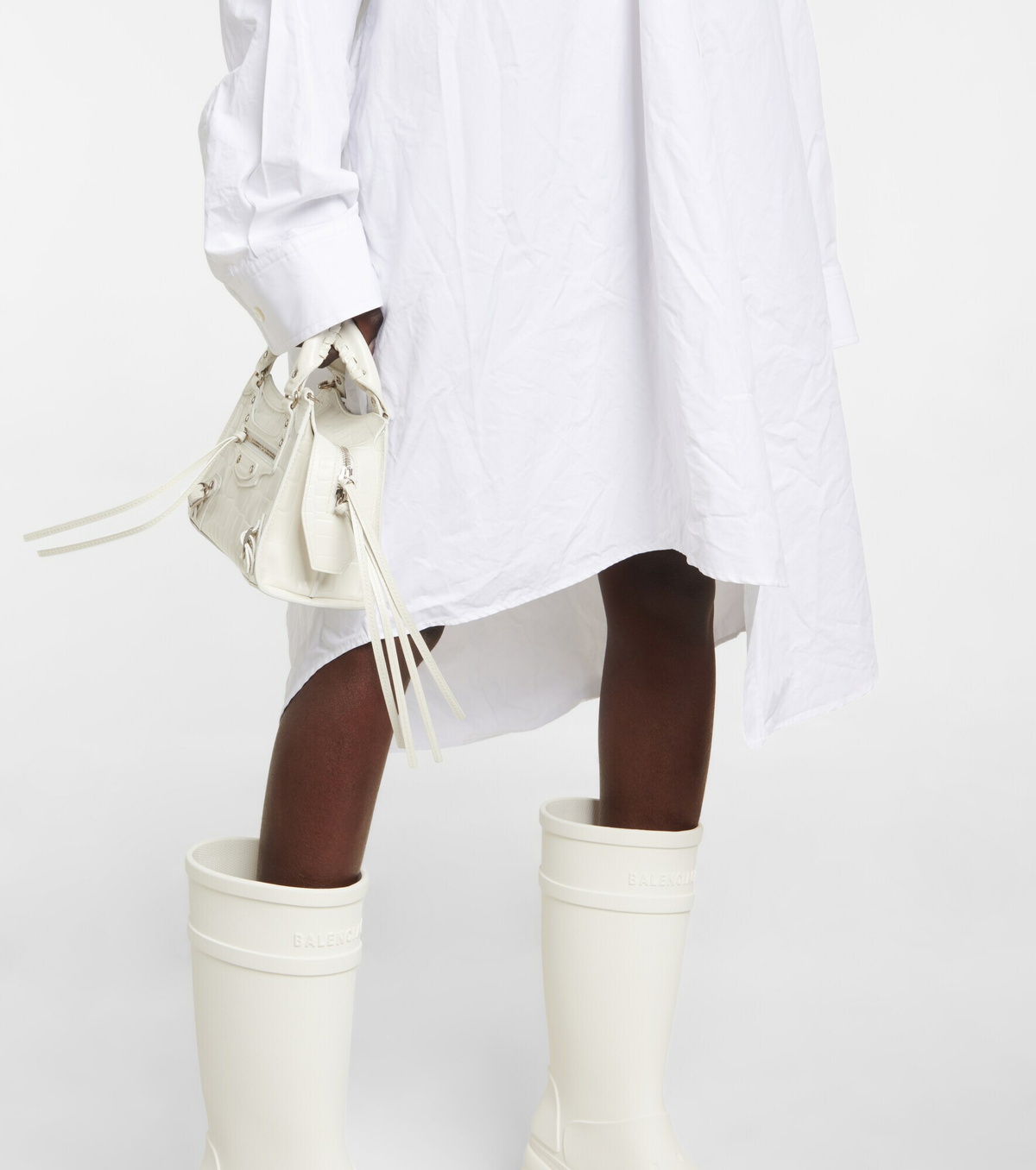 【関税＆送料込み】Balenciaga Cotton Shirtdress Balenciaga Layered Shirt Dress in Sky Blue & White | FWRD