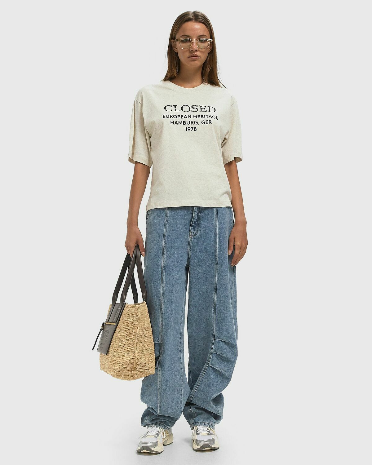 CLOSED RELAXED TEE Beige Womens Shortsleefe