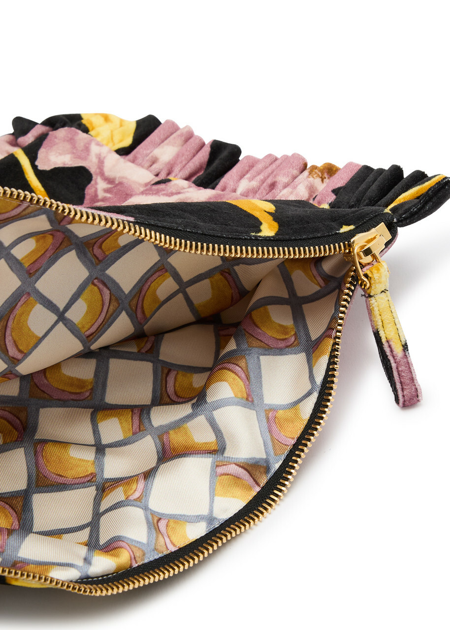 LA Double J Floral Velvet Hand Pochette Pouch - Multicoloured - One Size
