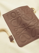 LOEWE - Leather-Trimmed Cotton-Jersey Hoodie - Neutrals