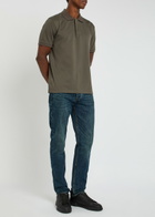 Emporio Armani Half-zip Cotton Polo Shirt Dark Green