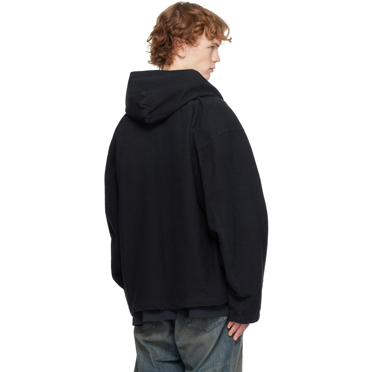 Balenciaga Black Hooded Zip-Up Jacket