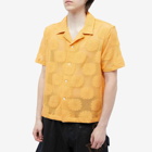 Bode Men's Sunflower Lace Short Sleeve Shirt in Golden