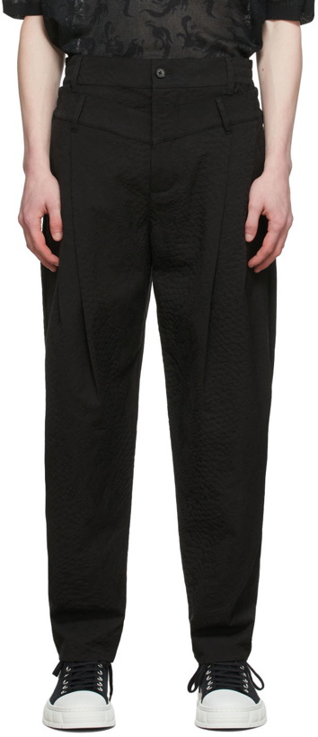 Photo: Feng Chen Wang Black Python Double Waistband Trousers