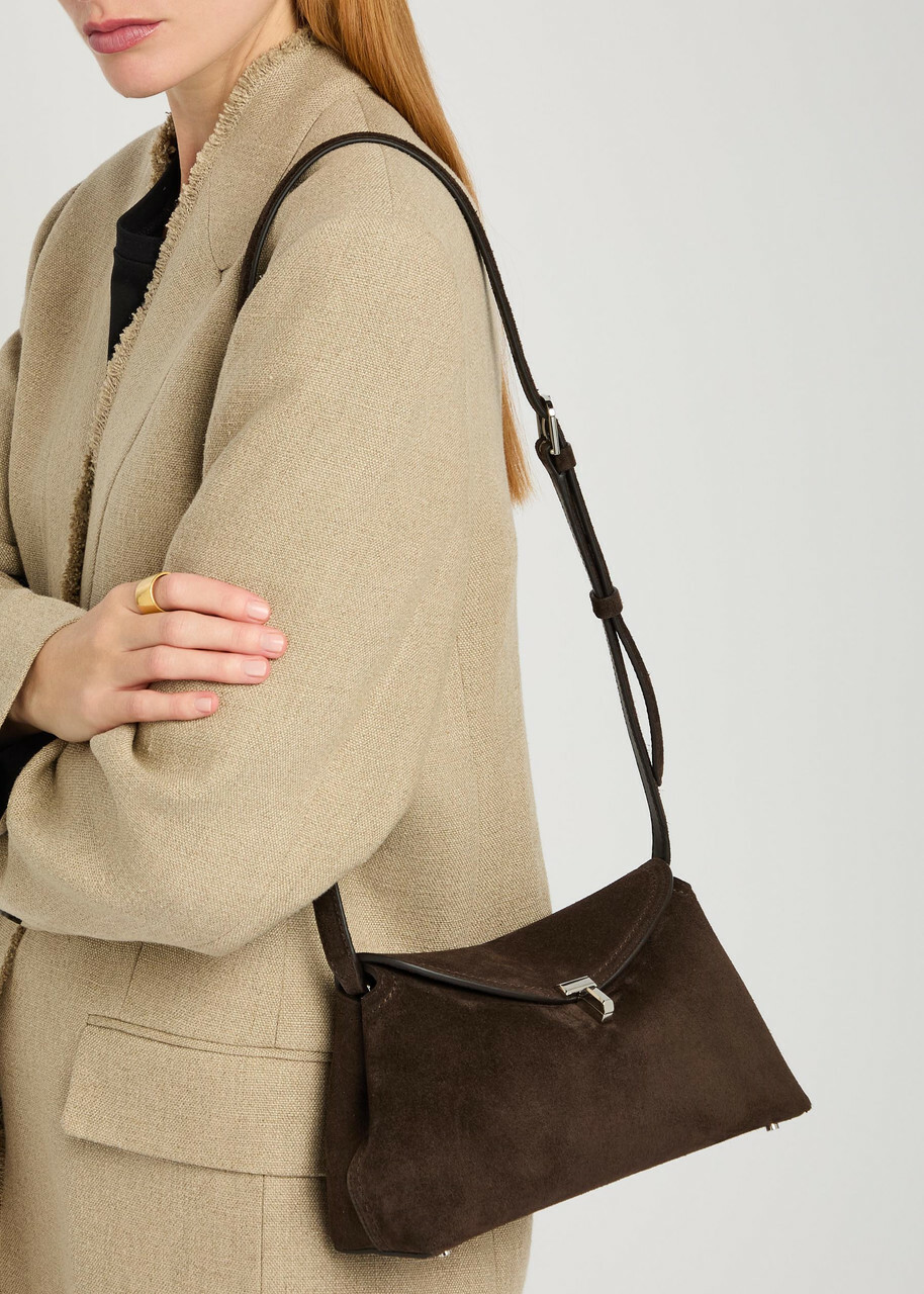 Toteme T-lock Suede Clutch - Brown - One Size