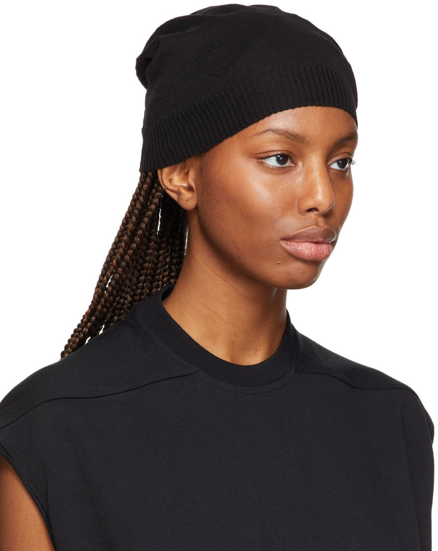 Rick Owens Black Medium Virgin Wool Beanie