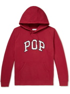 Pop Trading Company - Arch Logo-Appliquéd Cotton-Jersey Hoodie - Red
