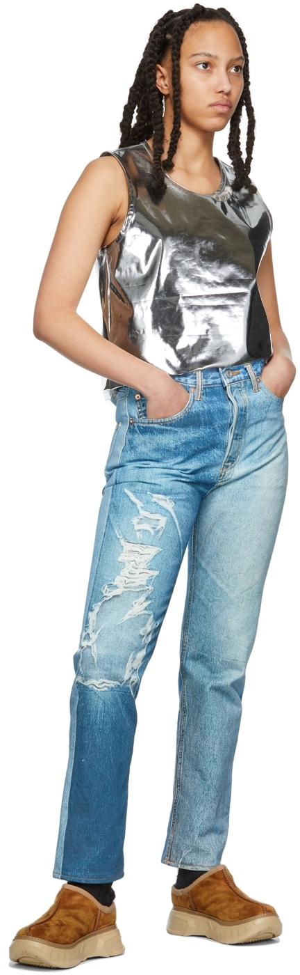 doublet【PHOTO PRINT PANTS】 doublet Blue Photo Print Jeans Doublet