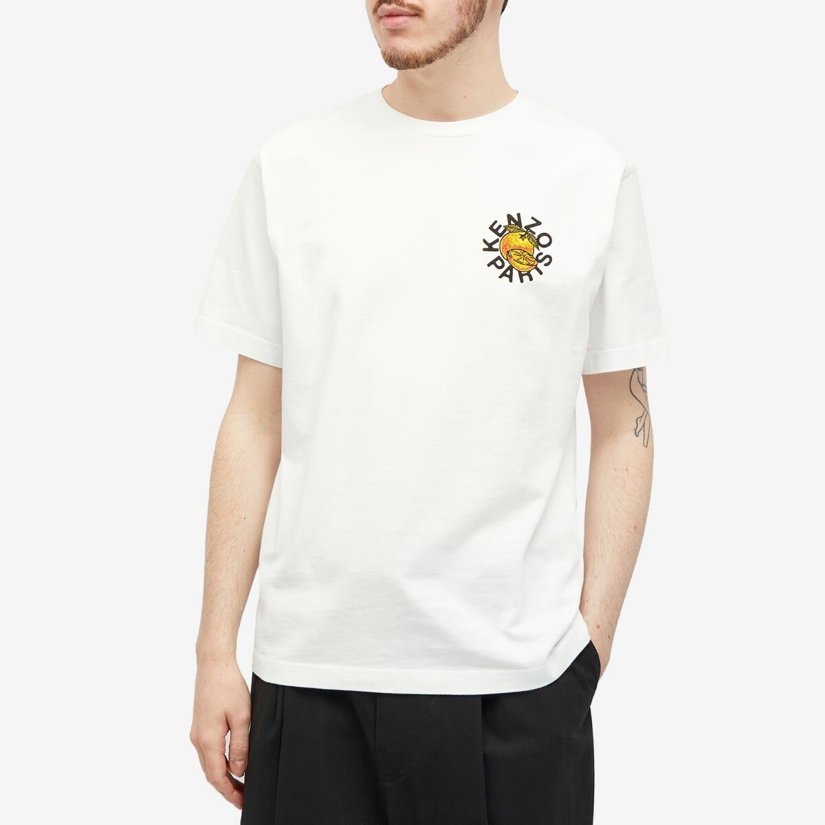 Kenzo Men's Orange T-Shirt in Off White Kenzo