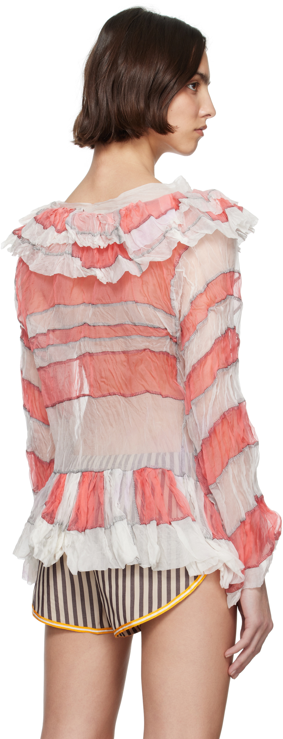 SC103 White & Pink Riddle Blouse