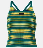 Miu Miu Ribbed-knit striped cotton-blend top