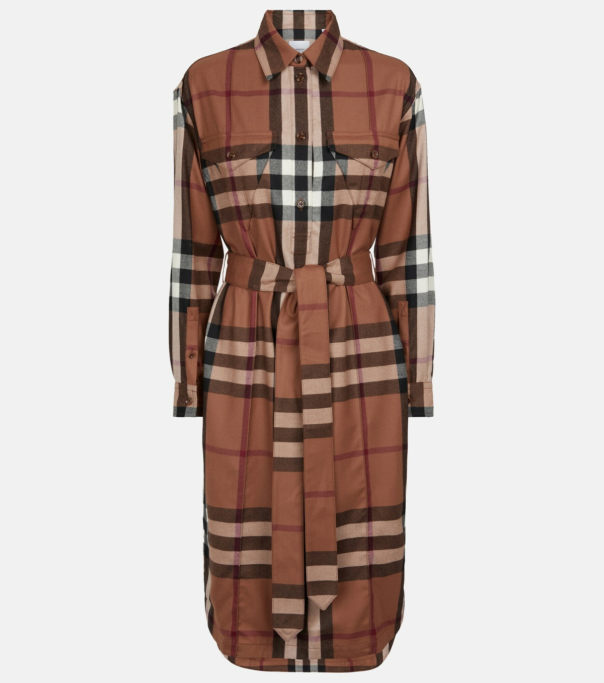 Burberry - Checked wool shirt dress