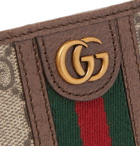 Gucci - Ophidia Webbing-Trimmed Monogrammed Coated-Canvas and Leather Cardholder - Brown