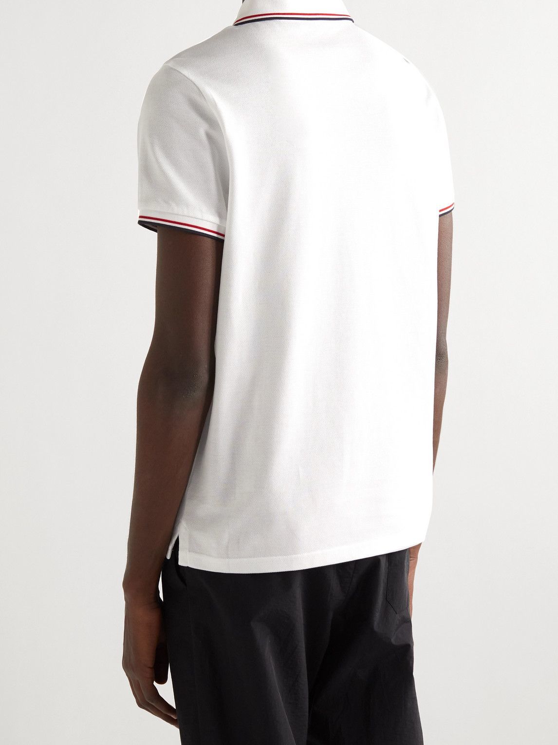 Moncler - Logo-Appliquéd Striped Cotton-Piqué Polo Shirt - White